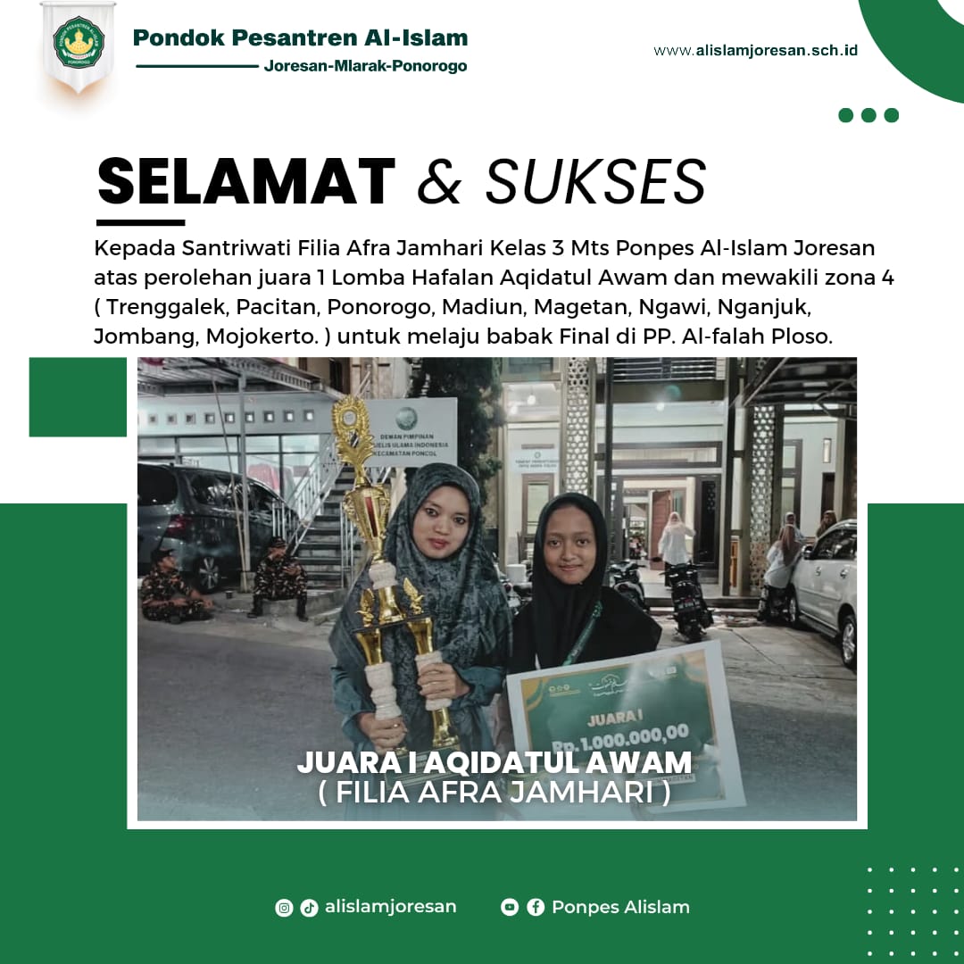 Santri PP Al-Islam Joresan Mewakili Ponorogo dalam OSN 2024